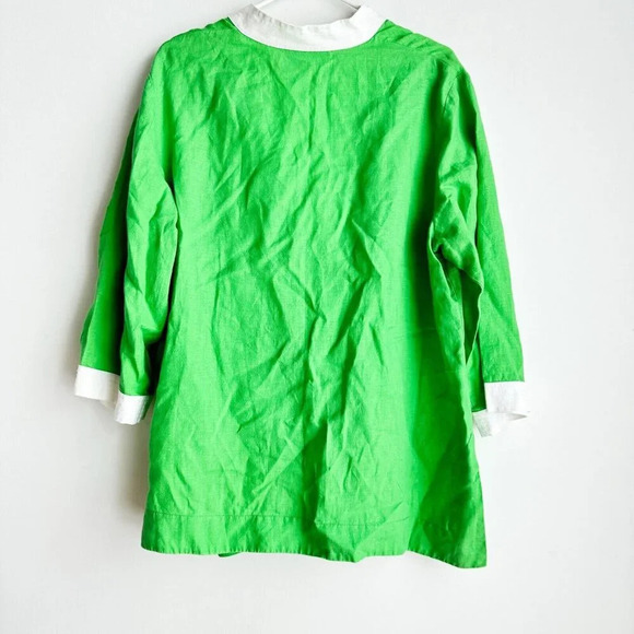 JOnes New York Signature Linen Bright Green  Tunic Top 1X - Picture 4 of 5